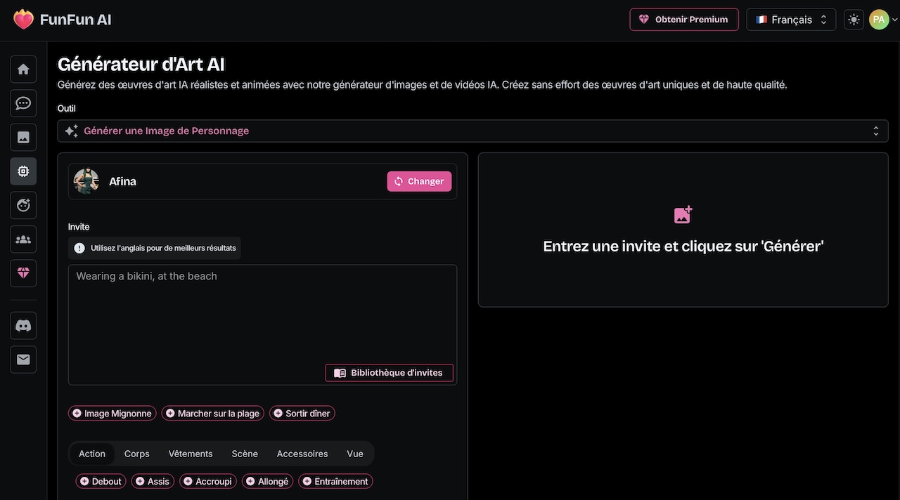 génération d images ia sur funfun ai