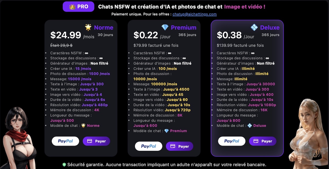 prix des abonnements sur ChatUp ai