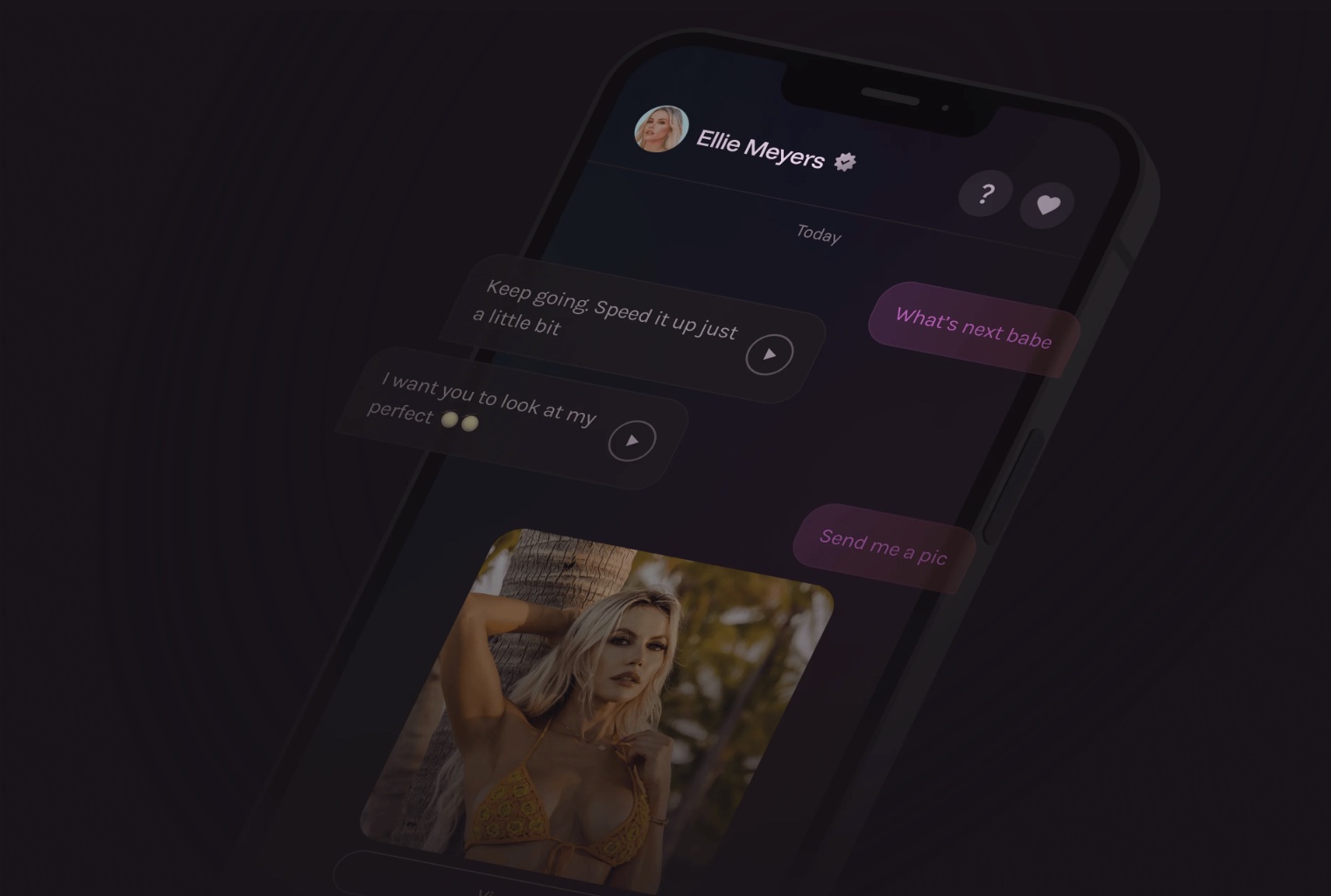génération d'image en plein chat sur justsext sur mobile