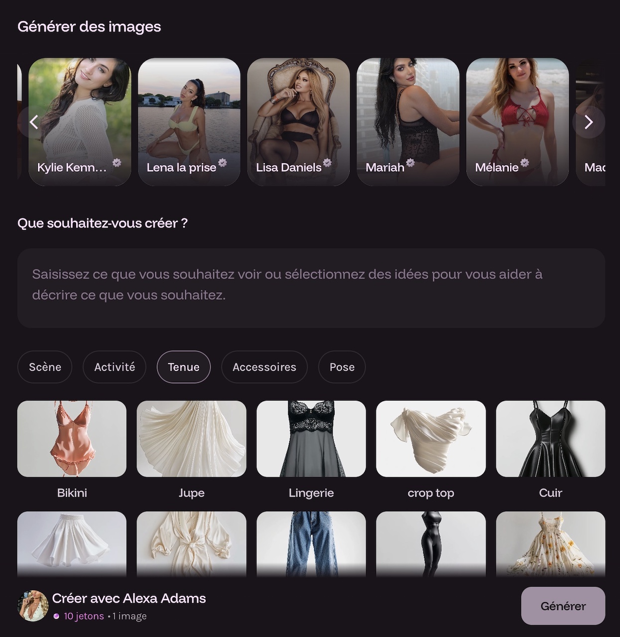 génération d'une ia personnalisée sur justsext