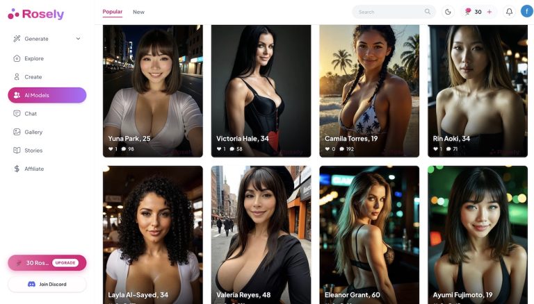 bibliotheque des profils girlfirends ia sur rosely ai