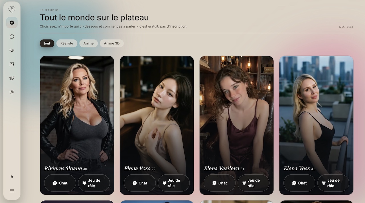 Soulmate.io interface IA girlfriend roleplay mobile avec images évolutives et choix d’actions