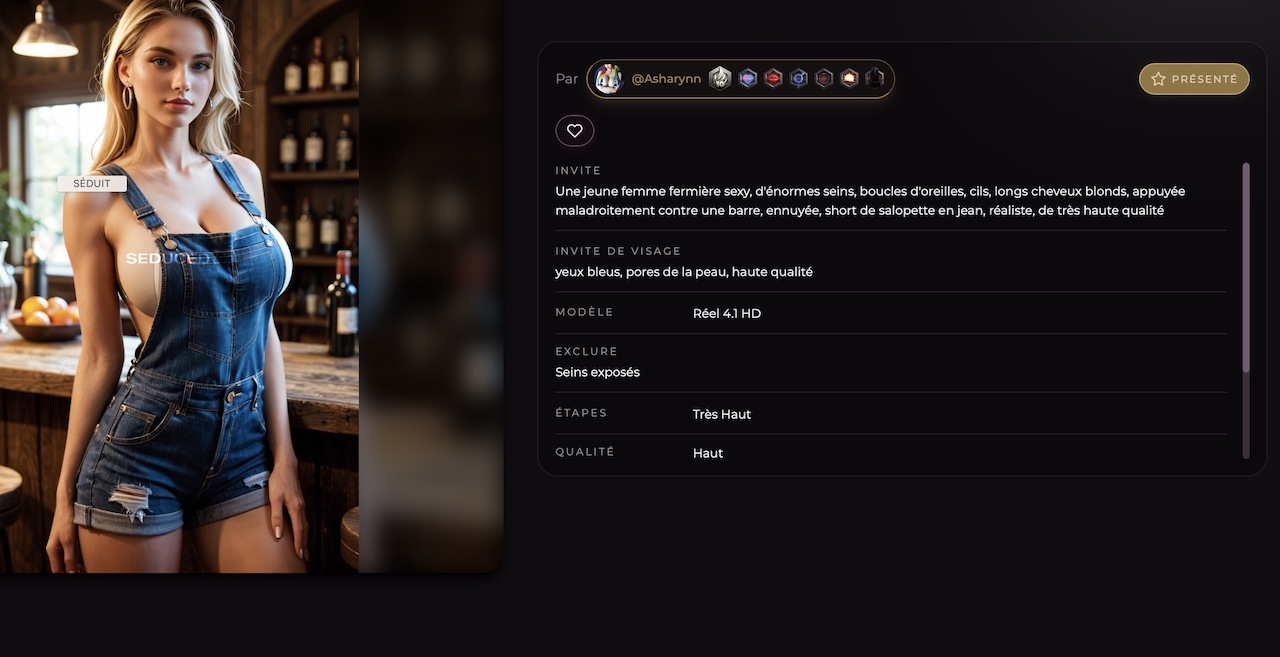 Seduced AI interface génération vidéo IA adulte abonnements Pro Platine Diamant