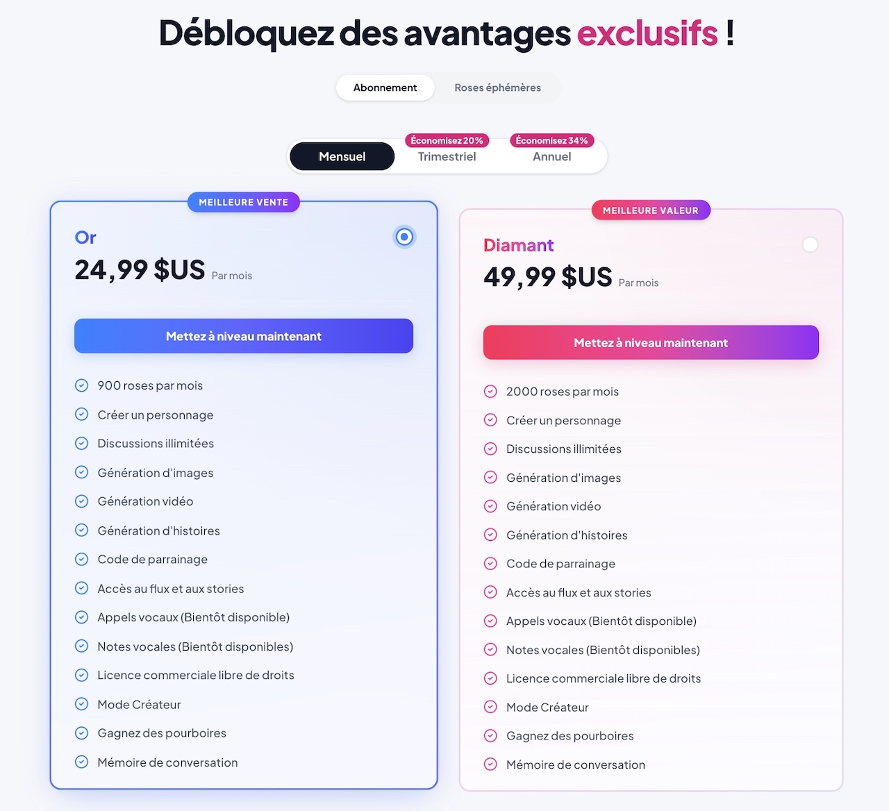 prix des abonnements mensuels rosely ai pour acces a tous les contenus et fonctionnalités prix des abonnements mensuels rosely ai pour acces a tous les contenus et fonctionnalités
