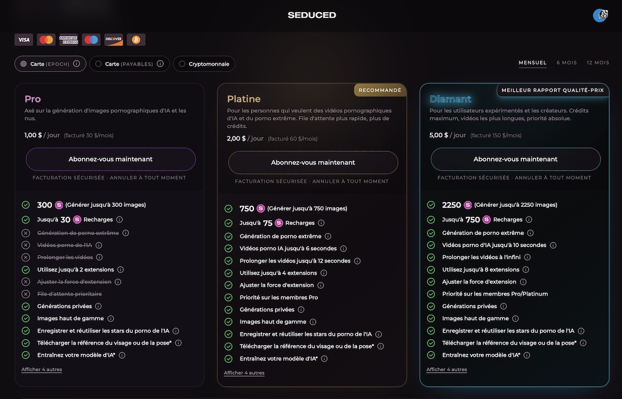 prix des abonnements sans engagement sur seduced ai prix des abonnements sans engagement sur seduced ai