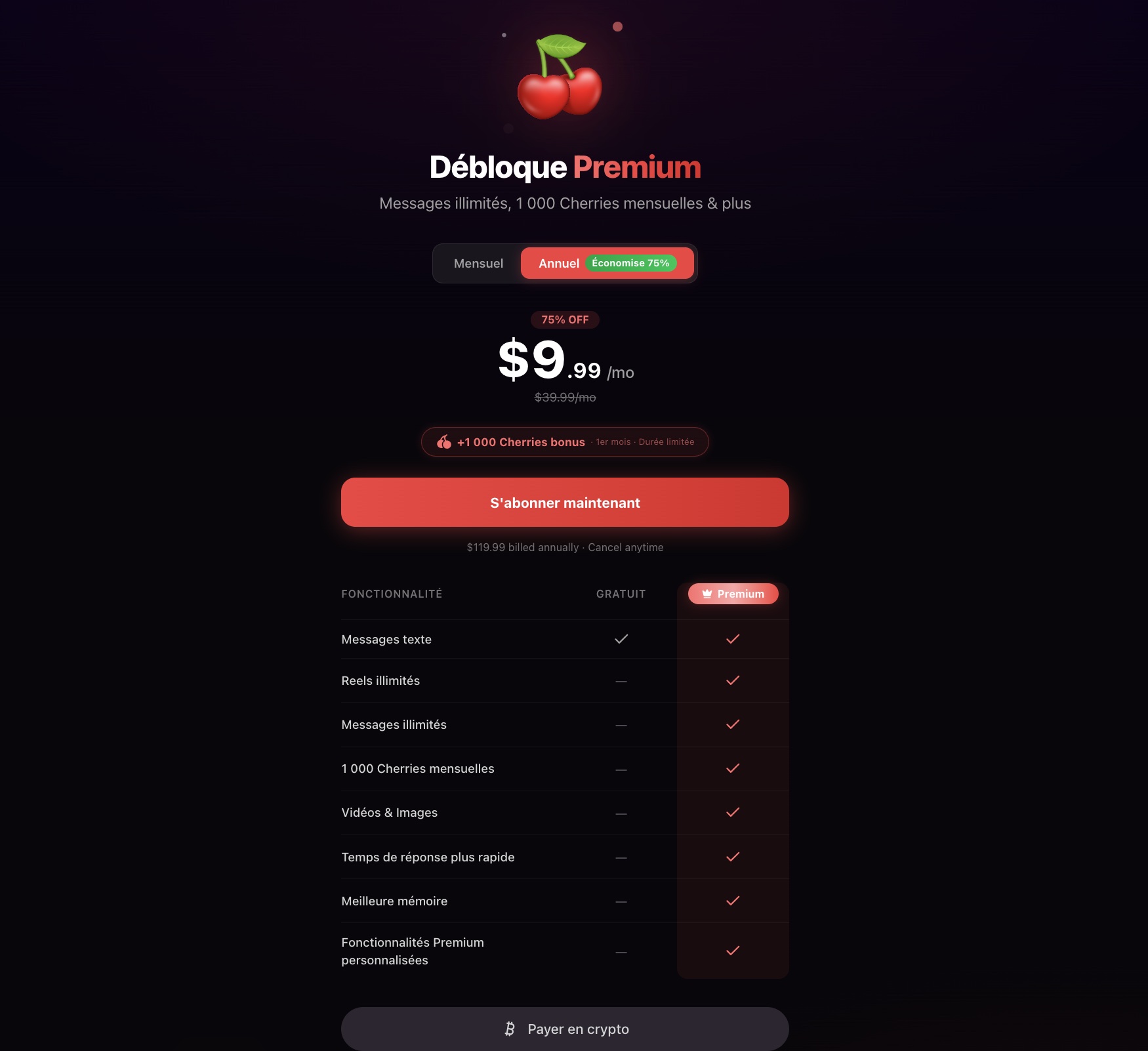 tarifs et abonnements cherrypop ai